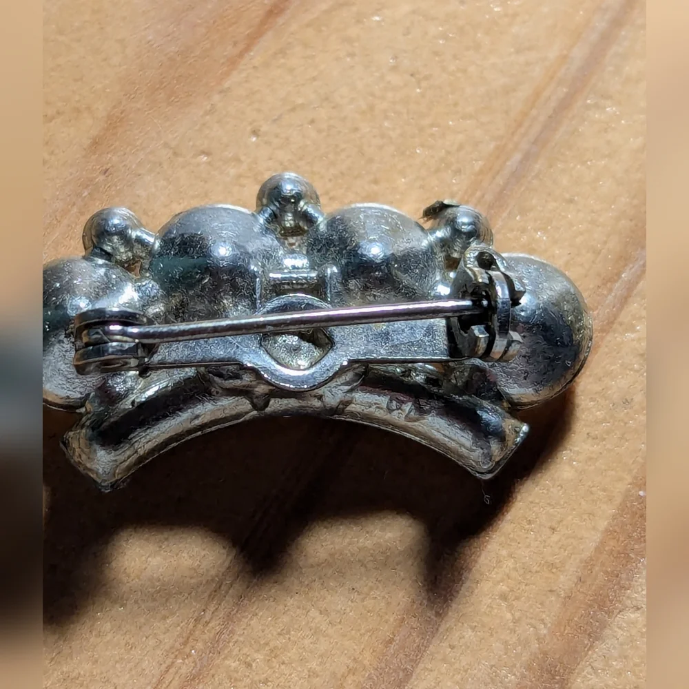 Vintage Rhinestone Brooch Pin Crown Shape Regency Royal Bridgerton 1